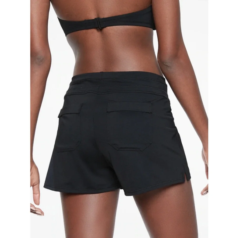 Athleta XS black Lahaina Short swim bathing wetsuit cover up surf SUP bikini UPF - Picture 2 of 5
